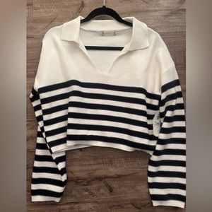 Altard State ivory/white navy stripped sweater. size small